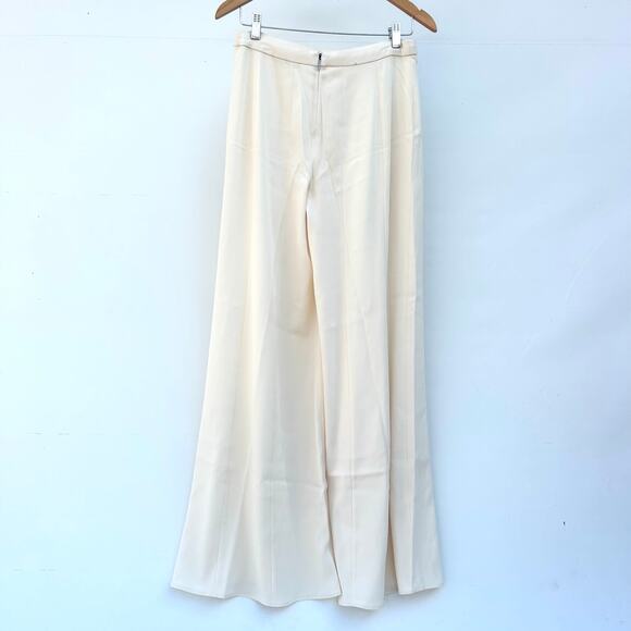 Haute Hippie Wide Leg Front Slit Cream Trousers Pants 6 High Waisted Flowy - Picture 6 of 12